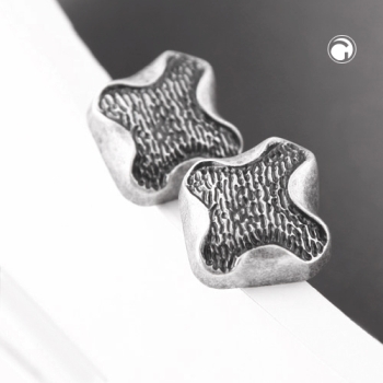 Clip Ohrring ca.27x29mm Kreuz abstrakt altsilberfarben Kunststoff