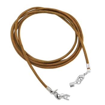 Lederband Rundschnur Rindleder 2mm olivgrün khaki gefärbt mit 2x Verschluss silberfarbig 1m