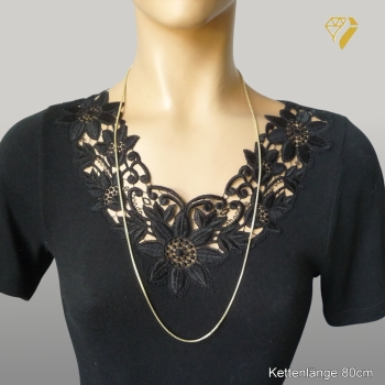Kette Collier Venezianer 2mm rund Silber 925 vergoldet 80cm