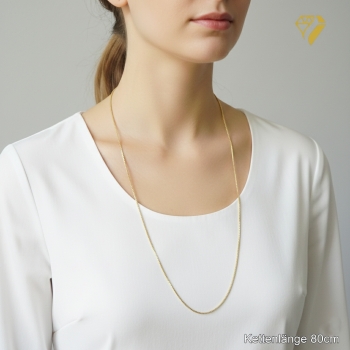 Preview: Kette Collier Venezianer 2mm rund Silber 925 vergoldet 80cm