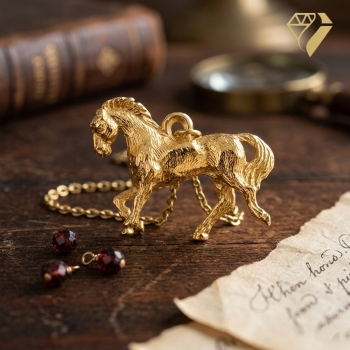 Preview: Anhänger Pferd massiv 14Kt 585 GOLD