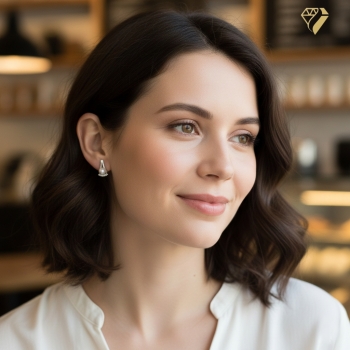 Preview: Ohrstecker 16 x 10mm Zirkonias Zuchtperle rhodiniert Silber 925