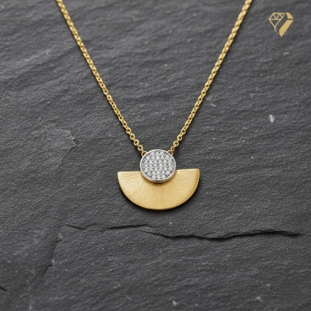 Preview: Anhänger Fächer Diamanten 0,06ct mit Ankerkette 47-50cm 375 GOLD