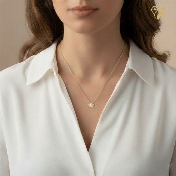 Preview: Anhänger Fächer Diamanten 0,06ct mit Ankerkette 47-50cm 375 GOLD