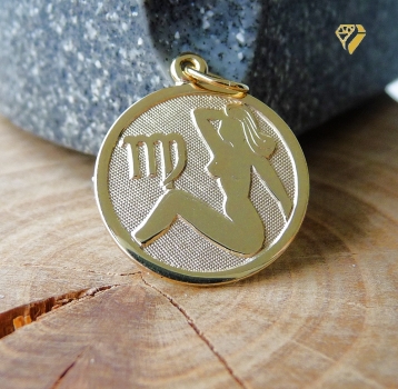 Preview: Anhänger Sternzeichen rund 16mm Jungfrau 8Kt 333 GOLD
