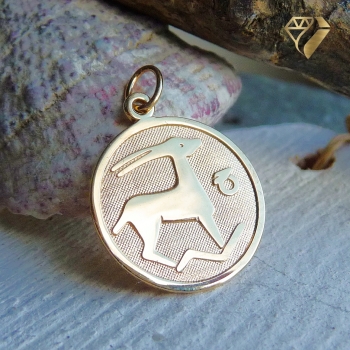 Preview: Anhänger Sternzeichen rund 16mm Steinbock 8Kt 333 GOLD