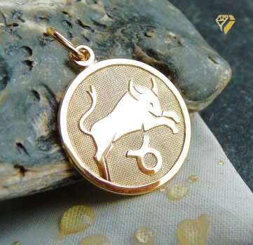 Preview: Anhänger Sternzeichen rund 16mm Stier 8Kt 333 GOLD
