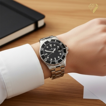 Preview: DUGENA Damen - Herrenuhr schwarz Diver 4460775 Quarz