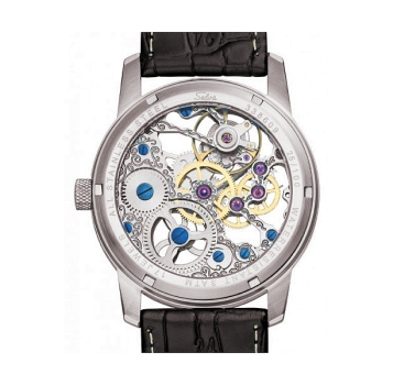 SELVA Herren Armbanduhr Handaufzug voll skelettiert versilbert
