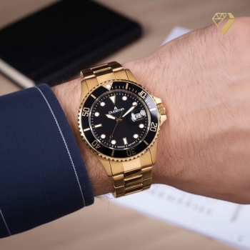 Preview: DUGENA Herrenuhr gold Diver 4461010 Quarz