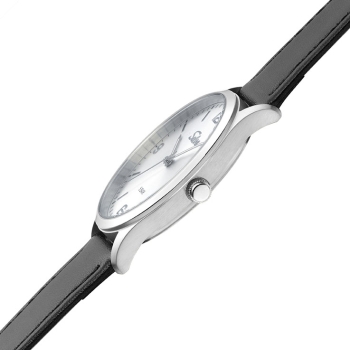 SELVA Herren Quarz Armbanduhr mit Lederband Zifferblatt silber Ø 39mm
