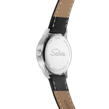 SELVA Damen Quarz Armbanduhr mit Lederband Zifferblatt schwarz Ø 27mm
