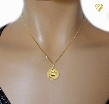 Preview: Anhänger Sternzeichen Jungfrau Relief rund 18mm 8Kt 333 GOLD