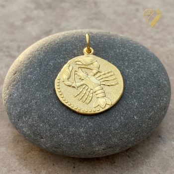 Preview: Anhänger Sternzeichen Krebs Relief rund 18mm 8Kt 333 GOLD
