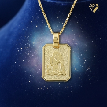 Preview: Anhänger Sternzeichen eckig 12x16mm Wassermann 8Kt 333 GOLD