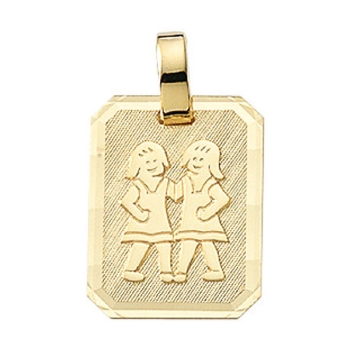 Anhänger Sternzeichen eckig 12x16mm Zwilling 8Kt 333 GOLD