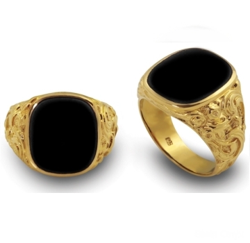 Siegelring antike Platte Onyx 16,5x14,5mm 750 Gold