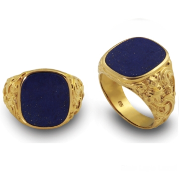 Siegelring antike Platte Lapis Lazuli 16,5x14,5 mm 750 Gold