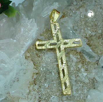 Preview: Anhänger, Kreuz diamantiert, 9Kt GOLD