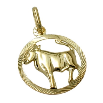 Anhänger 15mm Sternzeichen Stier 9Kt GOLD