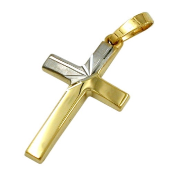 Anhänger Kreuz bicolor 14Kt 585 GOLD