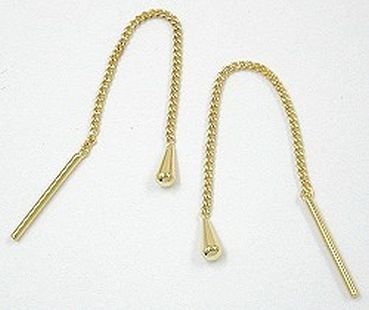 Durchzieher Ohrring Ohrhänger 5x2mm kleiner Kegel 1mm Panzerkettchen 9Kt GOLD