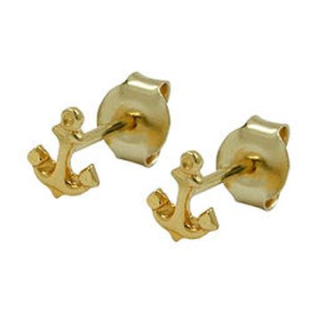 Preview: Ohrstecker Ohrring 5x4mm kleiner Anker 9Kt GOLD