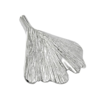 Anhänger 24mm Ginkgoblatt 9Kt Weißgold