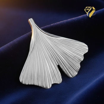 Preview: Anhänger 24mm Ginkgoblatt 9Kt Weißgold