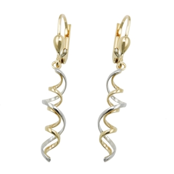 Ohrbrisur Ohrhänger Ohrringe 43x7mm 2 Spiralen bicolor mit Weißgold 9Kt GOLD