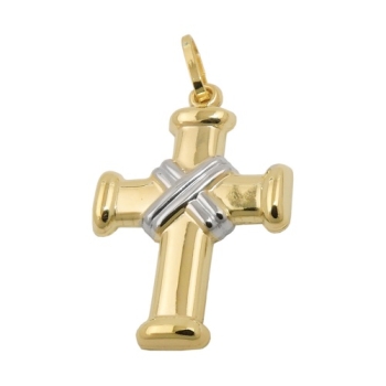 Anhänger 20x15mm Kreuz bicolor 9Kt GOLD