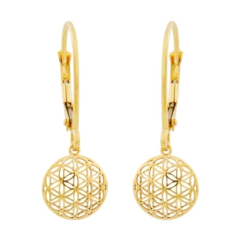 Ohrbrisur Ohrhänger Ohrringe 25x9mm Blume des Lebens 9Kt GOLD