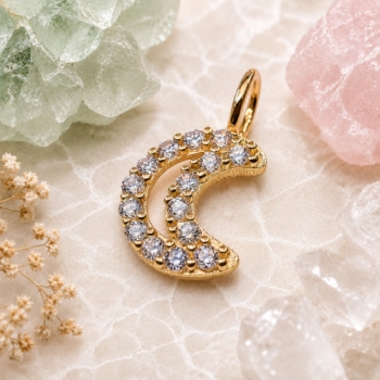 Anhänger, kleine Mondsichel mit Zirkonia, 9Kt GOLD