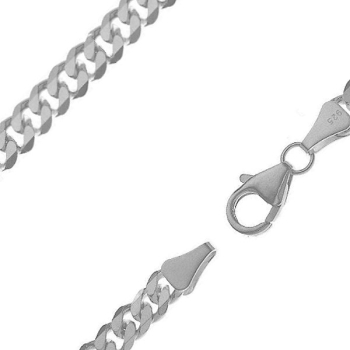 Kette Collier Panzer flach 7mm Silber 925, vergoldet, rosé vergoldet 60cm