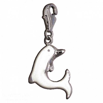 Anhänger Charm 925 Silber Delfin weiss