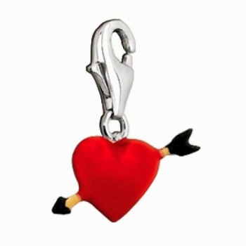 Anhänger Charm 925 Silber Herz rot Pfeil Amour