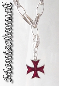 Anhänger Charm 925 Silber Kreuz dunkelrot