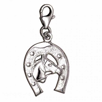 Anhänger Charm 925/- Silber "Pferdekopf - Hufeisen"