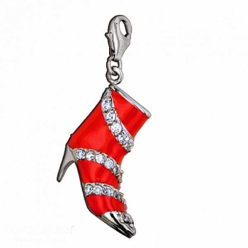 Anhänger Charm 925/- Sterling Silber Zirkonia Stiefel Red