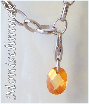 Anhänger Charm oval Zirkonia peach