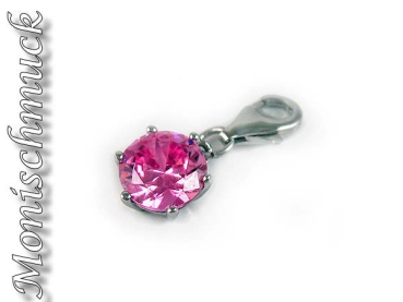 Anhänger, Charm Zirkonia pink