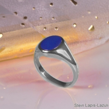 Siegelring ovale Platte Lapis Lazuli 10,5x9mm 925 Silber