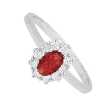 Ring Zirkonia rot weiss Silber 925 Ringgröße 52