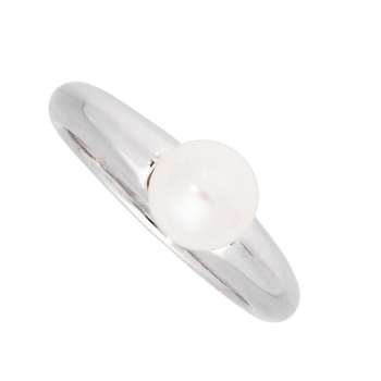 Ring mit 7,5mm Zuchtperle rhodiniert 925 Silber Gr. 52