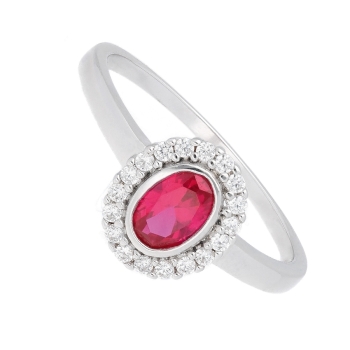 Ring Zirkonia rot weiss Silber 925 Gr. 58