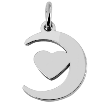 Anhänger Halbmond mit Herz Edelstahl