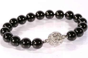 Armband Perlen schwarz 10mm