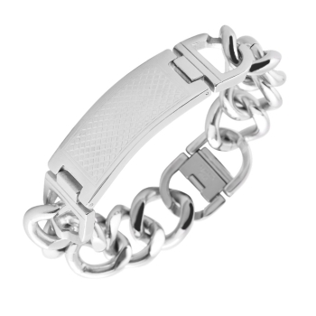 Armband Panzerkette mit Platte 46x20mm Edelstahl