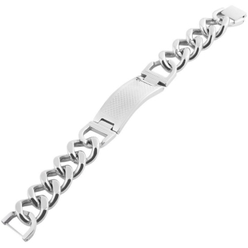 Preview: Armband Panzerkette mit Platte 46x20mm Edelstahl