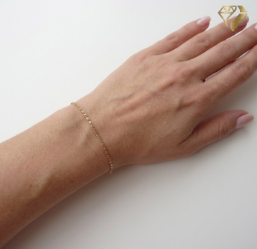 Preview: Armband 1,6mm S-Panzer zweifach diamantiert 14Kt GOLD 19cm